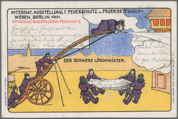 Thematik: Feuerwehr / Firebrigade: 1901, BERLIN / AUSST. FÜR FEUERSCHUTZ: 2x Sonderstempel Und Sonde - Feuerwehr