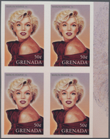 Thematik: Film-Kino / Film-cinema: 2004, GRENADA: Marilyn Monroe 50c. IMPERFORATE Block Of Four, Min - Kino