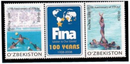 Uzbekistan 2008. FINA-100. 2 Strips, Each Of 2v+label    Michel # 792-95 - Uzbekistán