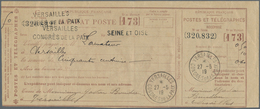 Thematik: Frieden / Peace: 1919, France. Used Postal Money Order Bearing Twice Two Line "Versailles - Ohne Zuordnung