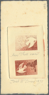 Thematik: Frieden / Peace: 1962 (approx), UNO New York. Sheet With 2 Sunken Die Proofs In Brown For - Zonder Classificatie