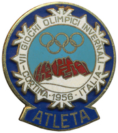 Thematik: Olympische Spiele / Olympic Games: 1956, Italy For Cortina 1956. Metal Participant Badge A - Andere & Zonder Classificatie