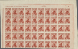 Thematik: Rotes Kreuz / Red Cross: 1938, Spain. IMPERFORATE Upper Partial Sheet With 50 Stamps Of Th - Rotes Kreuz