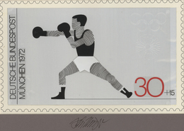 Thematik: Sport-Boxen / Sport-boxing: 1972, Bund, Nicht Angenommener Künstlerentwurf (27x16,5) Von P - Boxen