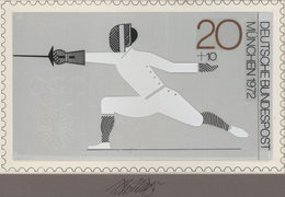 Thematik: Sport-Fechten / Sport-fencing: 1972, Bund, Nicht Angenommener Künstlerentwurf (26,5x16,0) - Fechten