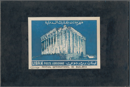 Thematik: Theater / Theater: 1956, Libanon, Issue Internat. Baalbek Festival , Artist Drawing (135x9 - Theater