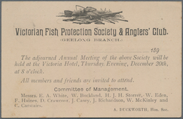 Thematik: Tiere-Fische / Animals-fishes: 1891, Victoria. Postcard 1d QV With Private Illustratded Im - Poissons