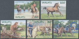 Thematik: Tiere-Pferde / Animals-horses: 2002, Vanuatu. Complete Set "Horses" (5 Values) In Imperfor - Pferde