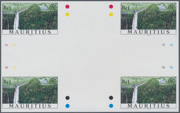 Thematik: Wasserfälle / Waterfalls: 1998, Mauritius. IMPERFORATE Cross Gutter Pair For The 1re Value - Unclassified