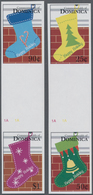 Thematik: Weihnachten / Christmas: 2006, DOMINICA: Christmas Socks Complete IMPERFORATE Set Of Four - Noël
