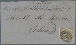 Ägypten: 1873 Cover From SUEZ To ADEN Franked By Great Britain 6d. Grey (Plate 12) Tied By "B02" Num - Autres & Non Classés