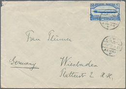 Ägypten: 1933, 20 M Blue 'Aviation Congress - Zeppelin', Exact Rate Single Franking On Cover From AS - Sonstige & Ohne Zuordnung