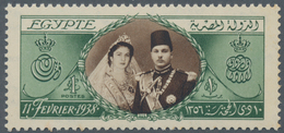 Ägypten: 1938, 1 Pound Green/brown Unmounted Mint, Two Perf. Tips Somewhat Brownish. - Autres & Non Classés