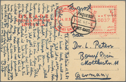 Ägypten: 1954, "0037 Miles" Franking Machine And Postmark "PAQUETBOT PORT SAID" On Souvenir Postcard - Autres & Non Classés