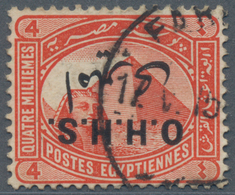 Ägypten - Dienstmarken: 1914, Pyramid And Sphinx, 4 M Scarlet With Inverted Overprint "O.H.H.S". - Dienstmarken