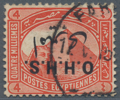 Ägypten - Dienstmarken: 1914, Pyramid And Sphinx, 4 M Scarlet With Inverted Overprint "O.H.H.S". - Officials