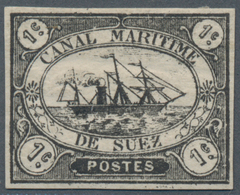 Ägypten - Suez-Kanal-Gesellschaft: 1868, 1 C Black, White Luxury Piece Type I, Trace Of Hinge, Certi - Sonstige & Ohne Zuordnung