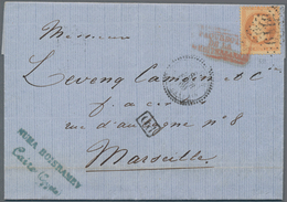 Ägypten - Schiffspost: 1869, Entire Franked With French 40 Cent. Napoleon Sent From CAIRO To Marseil - Autres & Non Classés