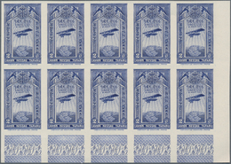 Äthiopien: 1931, 1st Airplane Of Ethiopian Government 2g. Ultramarine IMPERFORATE Block Of Ten From - Äthiopien