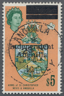Anguilla: 1967, Independant Anguilla Overprints, $5 With Centric Strike Of C.d.s. "ANGUILLA 25 NO 67 - Anguilla (1968-...)