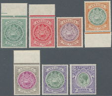 Antigua: 1908/1913, Definitive Issue Part Set Of Seven To KGV 5s. With Wmk. Mult. Crown CA (missing - Antigua Et Barbuda (1981-...)