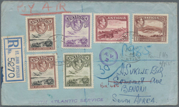 Antigua: 1938, KG VI 2x 1 Sh, 2Sh6P, 5 Sh, 6 D And 1½ D On Registered Airmail-envelope "North Atlani - Antigua Et Barbuda (1981-...)