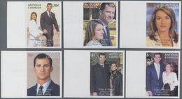 Antigua: 2004, Royal Wedding Of Prince Felipe De Borbon And Letizia Ortiz Complete IMPERFORATE Set O - Antigua En Barbuda (1981-...)