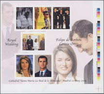 Antigua: 2004, Royal Wedding Of Prince Felipe De Borbon And Letizia Ortiz Complete IMPERFORATE Sheet - Antigua E Barbuda (1981-...)