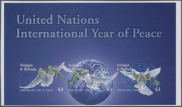 Antigua: 2004, International Year Of Peace Set Of Three Showing 'dove Of Peace' In An IMPERFORATE Sh - Antigua Und Barbuda (1981-...)
