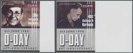 Antigua: 2004, 60th Anniversary Of D-Day Complete IMPERFORATE Set Of Four With Printed Labels At Bot - Antigua Und Barbuda (1981-...)