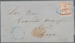 Argentinien: 1858 5c. Light Red, Small Numerals, Used On Folded Cover From Parana To Goya, Tied By B - Altri & Non Classificati