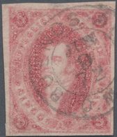 Argentinien: 1867 5c. Carmine From 8th Printing, With Part Of "LACROIX FRERES" Watermark, Used And C - Autres & Non Classés