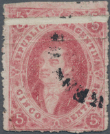 Argentinien: 1867 Rivadavia 5c. Carmine-rose From The 7th Printing, No Watermark, Showing Variety "c - Altri & Non Classificati