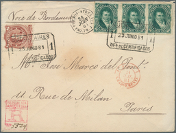 Argentinien: 1881 Registered Cover From Buenos Aires To Paris By Steamer "Niger" Via Bordeaux, Frank - Altri & Non Classificati