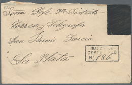 Argentinien - Ganzsachen: 1888, Stationery Envelope Riva-Davia 10 C With Black Overpainted Motive Us - Entiers Postaux