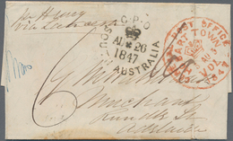 Australien - Vorphilatelie: 1847, "HOBART TOWN GENERAL POST OFFICE" Red Circle Postmark And Black Op - ...-1854 Préphilatélie