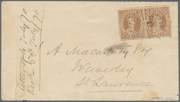 Queensland: 1875, 1878, Two Small Envelopes, One Franked With Horizontal Pair 1d Pale Rose Red And O - Brieven En Documenten