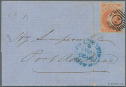 Südaustralien: 1859, Folded Letter Franked With 2 Pence Red Cancelled With Numeral "1" And Blue "PAI - Covers & Documents