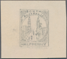 Südaustralien: 1890’s, Stamp Design Competition Handpainted ESSAY (19 X 23 Mm) In Pencil On Thick Ca - Briefe U. Dokumente