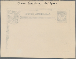 Südaustralien: 1890’s, Postcard Design Competition Postcard-size ESSAY ('Spero' No. 29) Hand-painted - Lettres & Documents