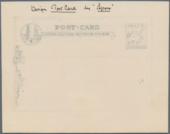 Südaustralien: 1890’s, Postcard Design Competition Postcard-size ESSAY ('Spero' No. 29) Hand-painted - Briefe U. Dokumente