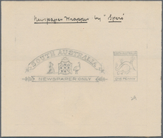Südaustralien: 1890’s, Wrapper Design Competition ESSAY ('Spero' No. 29) Of Heading Of Wrapper 'News - Storia Postale