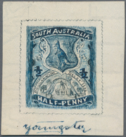 Südaustralien: 1890’s, Stamp Design Competition Handpainted ESSAY (28 X 32 Mm) In Blue Ink On Thick - Covers & Documents