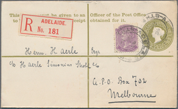 Südaustralien: 1912 (Oct.), Registered Letter QV (3d.) Olive Uprated With QV 2d. Violet Used From AD - Storia Postale