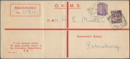 Südaustralien - Dienstmarken: 1908 (27.8.), Registered Long-size O.H.M.S. Cover Bearing QV 2½d. Viol - Storia Postale