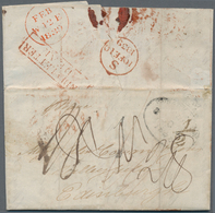 Tasmanien: 1838, "HOBART TOWN" Black Oval Cancel On Complete Folded Letter To Edinburgh/Scotland, On - Lettres & Documents