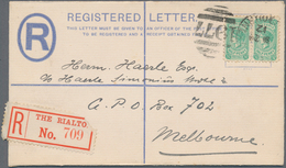 Tasmanien - Ganzsachen: 1912 (24.9.), Registered Letter QV (3d.) Blue Small Size (129 X 77 Mm) Uprat - Briefe U. Dokumente