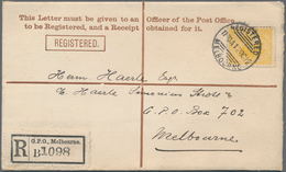 Westaustralien: 1912 (12.10.), Registered Letter QV 3d. Brown (text In Brown) Uprated With Swan 2d. - Lettres & Documents
