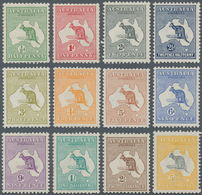 Australien: 1913, Kangaroos 1st Wmk. Complete Set ½d. Green To 5s. Grey/yellow Mint Lightly Hinged, - Neufs