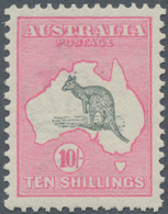 Australien: 1913, Kangaroo 10s. Grey And Pink 1st Wmk. Well Centred And Mint Lightly Hinged, Rare St - Ungebraucht